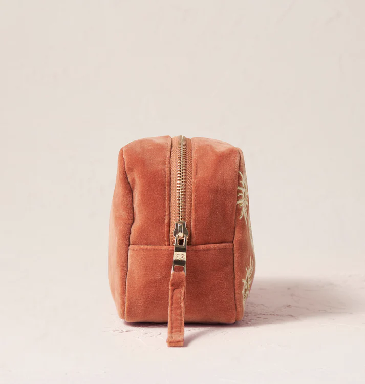 Sun Goddess Rust Velvet Make Up Bag - Image 4